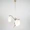 Vintage Brass and Opal Glass 3-Light Ceiling Lamp, 1950s, Image 2