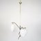 Vintage Brass and Opal Glass 3-Light Ceiling Lamp, 1950s, Image 1