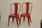 Chaises Vintage Industrielles Rouges en Métal par Xavier Pauchard pour Tolix, France, 1950s, Set de 2 1