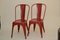 Sedie vintage industriali in metallo rosso di Xavier Pauchard per Tolix, Francia, anni '50, set di 2, Immagine 1