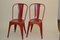 Vintage Industrial French Red Metal Chairs by Xavier Pauchard for Tolix, 1950s, Set of 2 2