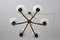 Wood, Brass, and Frosted Glass Chandelier from Stilnovo, 1950s, Image 2