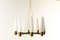 Mid-Century Brass Ceiling Lamp with Opal Glass Shades, 1960s, Image 1