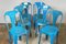 Blue Metal Bistro Chairs by Joseph Mathieu for Multipl's, 1930s, Set of 6 3