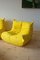 Gelber Togo Sessel, Pouf und 3-Sitzer Sofa aus Mikrofaser von Michel Ducaroy für Ligne Roset, 3er Set 4