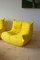 Poltrona Togo in microfibra gialla, pouf e divano a tre posti di Michel Ducaroy per Ligne Roset, set di 3, Immagine 4