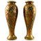 French Art Nouveau Bronze Vases with Flowers in Relief, 1890s, Set of 2 1