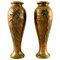 French Art Nouveau Bronze Vases with Flowers in Relief, 1890s, Set of 2, Image 1