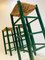 Sgabelli da bar vintage in legno verde e vimini, Paesi Bassi, anni '50, set di 3, Immagine 2