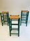 Vintage Dutch Green Wooden & Rattan Seating Barstools, 1950s, Set of 3 4