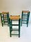 Vintage Dutch Green Wooden & Rattan Seating Barstools, 1950s, Set of 3, Image 4