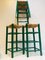 Niederländische Grüne Vintage Barstühle aus Holz & Rattan, 1950er, 3er Set 8