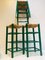 Vintage Dutch Green Wooden & Rattan Seating Barstools, 1950s, Set of 3 8