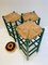 Vintage Dutch Green Wooden & Rattan Seating Barstools, 1950s, Set of 3, Image 5