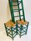 Vintage Dutch Green Wooden & Rattan Seating Barstools, 1950s, Set of 3 9