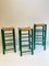 Vintage Dutch Green Wooden & Rattan Seating Barstools, 1950s, Set of 3, Image 1