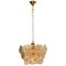 Glass and Brass Floral 3-Tier Light Fixture from Hillebrand, 1970s, Image 1