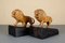 Serre-Livres Lion Fait Main en Bois, 1920s, Set de 2 3