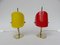 Tischlampen aus Messing & Acrylglas in Gelb & Rot, 1950er, 2er Set 3