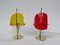 Lampes de Bureau Jaunes et Rouges en Laiton et Verre Acrylique, 1950s, Set de 2 4