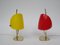 Lampes de Bureau Jaunes et Rouges en Laiton et Verre Acrylique, 1950s, Set de 2 1