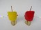 Lampes de Bureau Jaunes et Rouges en Laiton et Verre Acrylique, 1950s, Set de 2 5