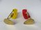 Tischlampen aus Messing & Acrylglas in Gelb & Rot, 1950er, 2er Set 6