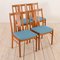 Mid-Century Danish Teak & Blue Wool Dining Chairs in the Style of Folke Ohlsson for Dux, 1970s, Set of 4 2