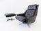 Model 802 Black Leather Chair with Ottoman by Werner Langenfeld for ESA, 1960s 1
