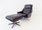 Model 802 Black Leather Chair with Ottoman by Werner Langenfeld for ESA, 1960s, Image 6