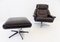 Model 802 Black Leather Chair with Ottoman by Werner Langenfeld for ESA, 1960s 10