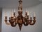 Mid-Century Gilded Wood Chandelier with 12 Lights 11