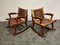 Leather & Wood Rocking Chairs by Angel I. Pazmino, 1960s, Set of 2 1
