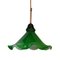 Mid-Century French Green Opaline Glass Pendant Lamp 1
