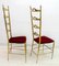 Moderne Messing Esszimmerstühle mit hohen Rückenlehnen von Chiavari, 1950er, 2er Set 4