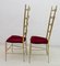 Moderne Messing Esszimmerstühle mit hohen Rückenlehnen von Chiavari, 1950er, 2er Set 5