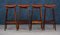 Mid-Century Rosewood & Leather Bar Stools by Erik Buch for Dyrlund, Set of 4 1