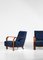 Art Deco Dark Blue Armchairs in the Style of Jules Leleu, 1940s, Set of 2 2