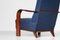 Art Deco Dark Blue Armchairs in the Style of Jules Leleu, 1940s, Set of 2 9