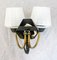Mid-Century French Wall Sconce with 2-Light Original Glass and Brass, 1940s 5