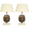 Antique Table Lamps with Terracotta Lion Masks, Set of 2 1