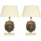 Lampes de Bureau Antique avec Masques Lion en Terracotta, Set de 2 1