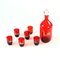 Mid-Century Alcohol Bottle & Shot Set in Red Glass, Czechoslovakia, 1960s, Set of 7 8