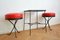 Hungarian Ceramic Side Table & Red Stools, 1969, Set of 3 9