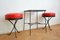 Hungarian Ceramic Side Table & Red Stools, 1969, Set of 3, Image 9