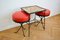 Tavolino in ceramica con sgabello rosso, Ungheria, 1969, set di 3, Immagine 2