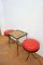 Tavolino in ceramica con sgabello rosso, Ungheria, 1969, set di 3, Immagine 14