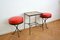 Hungarian Ceramic Side Table & Red Stools, 1969, Set of 3, Image 15