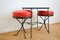 Hungarian Ceramic Side Table & Red Stools, 1969, Set of 3, Image 4