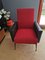 Vintage Black and Red Fabric & Skai Lounge Chair, 1960s, Image 1